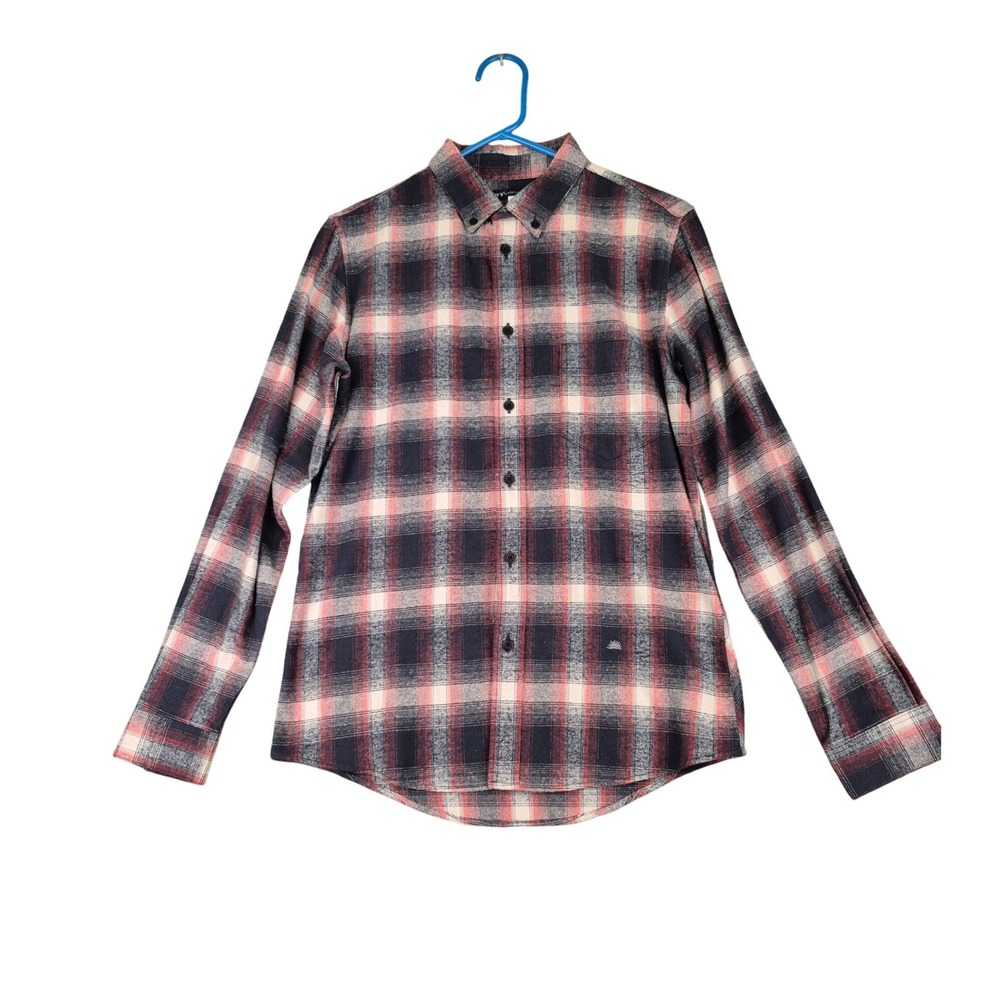Levis‎ Made & Crafted Mens Navy Red Plaid Flannel Button Down Japan Shirt Small